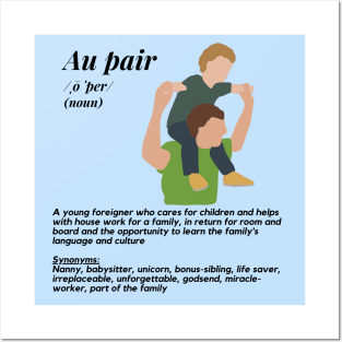 Au pair definition male blue Posters and Art